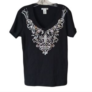 Rebecca Malone Black and Silver Top Size Small NWT